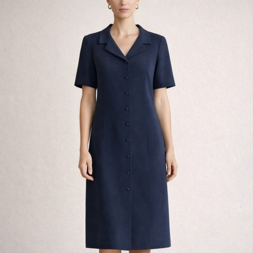 MM. Lafleur navy button down sheath dress
